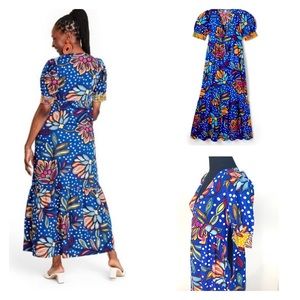 NWT Tabitha brown blue floral dress with pockets & side zipper for women size 2